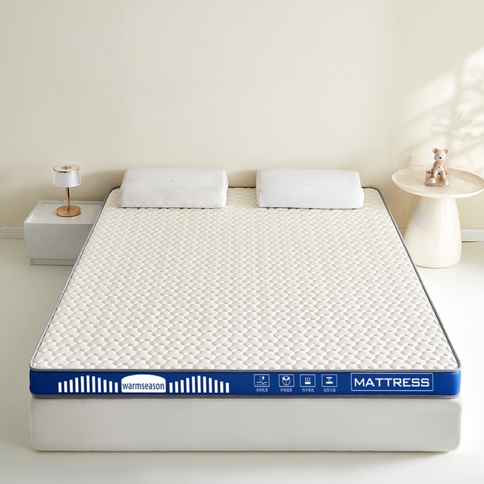 91家纺网 家纺一手货源 找家纺 暖季家纺 暖季家纺 2025新款立体三菱格海绵床垫-成人款 立体海绵蓝-三棱格白