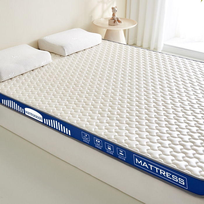 91家纺网 家纺一手货源 找家纺 暖季家纺 暖季家纺 2025新款立体三菱格海绵床垫-成人款 立体海绵蓝-三棱格白