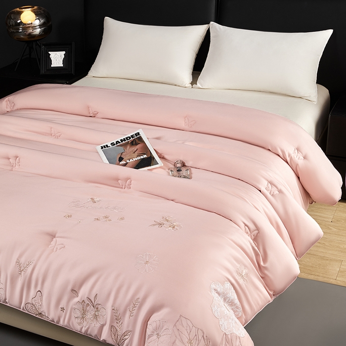 91家纺网 家纺一手货源 找家纺 小牛席业2025新款尚品天丝棉恒温冬被 粉色