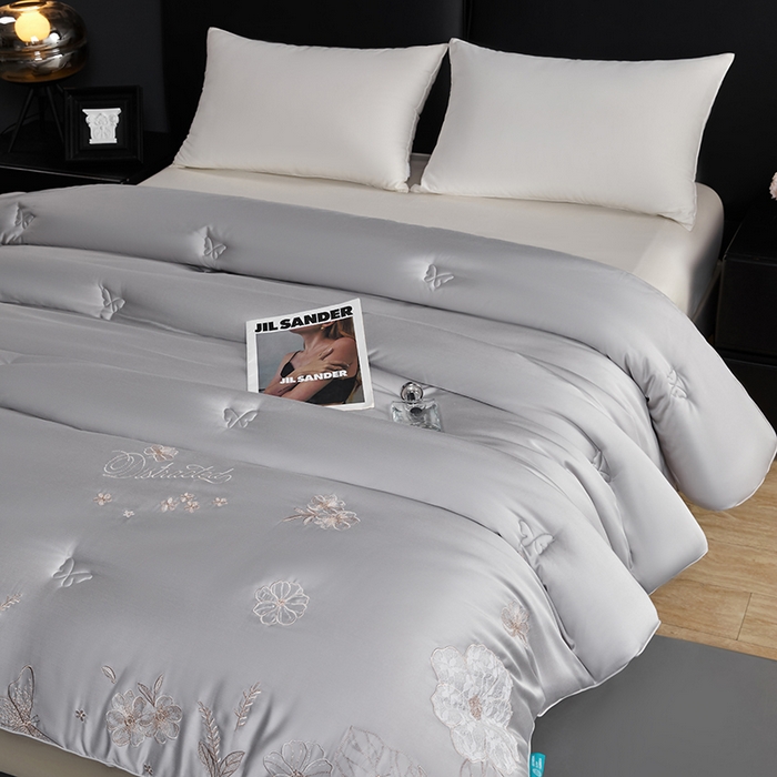 91家纺网 家纺一手货源 找家纺 小牛席业2025新款尚品天丝棉恒温冬被 灰色