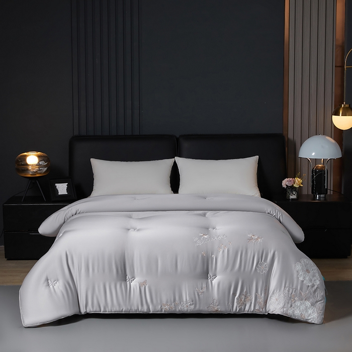 91家纺网 家纺一手货源 找家纺 小牛席业2025新款尚品天丝棉恒温冬被 灰色