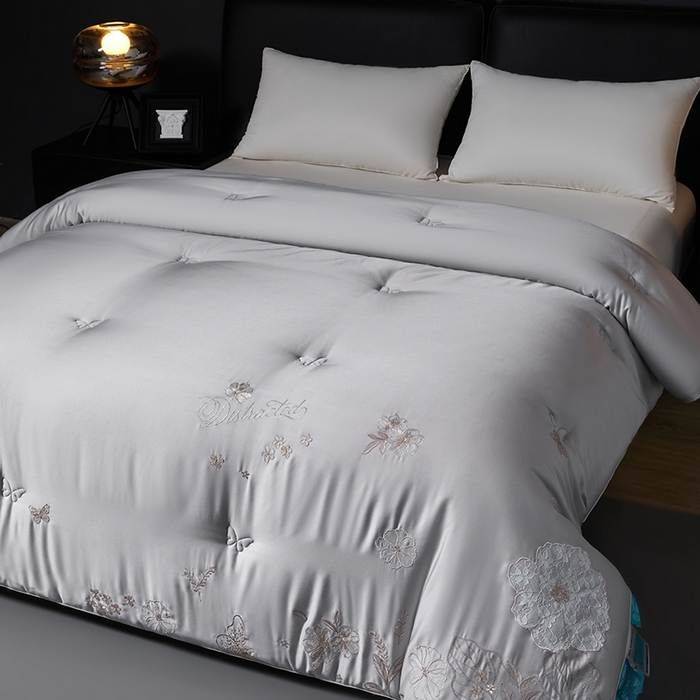 91家纺网 家纺一手货源 找家纺 小牛席业2025新款尚品天丝棉恒温冬被 灰色