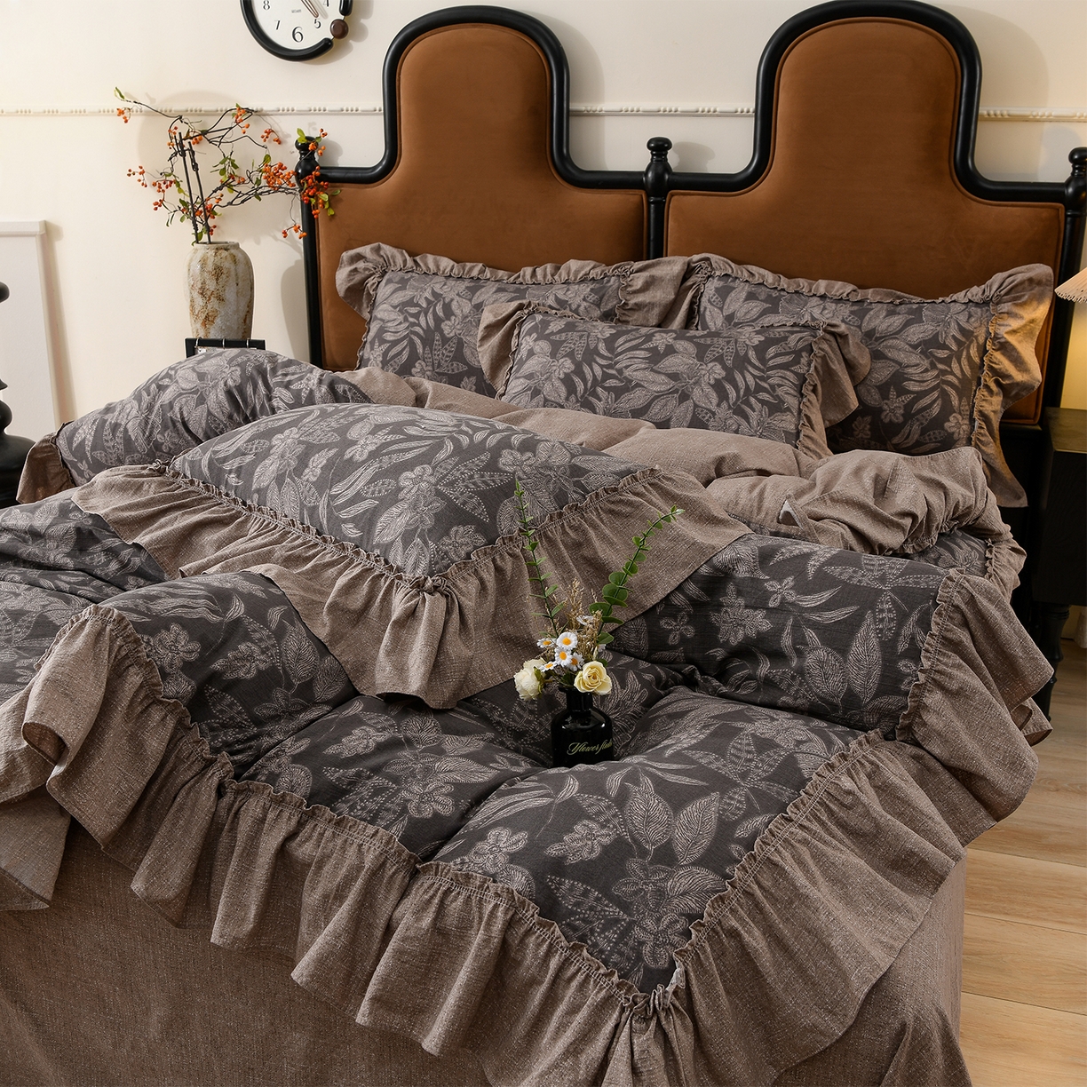 91家纺网 家纺一手货源 找家纺 （总）赛丽雅 2025秋冬新款加厚130克高克重中古复古风磨毛四件套