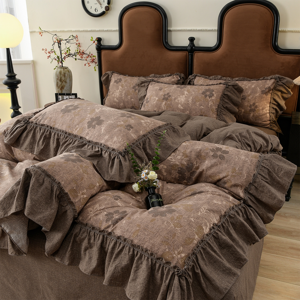 91家纺网 家纺一手货源 找家纺 （总）赛丽雅 2025秋冬新款加厚130克高克重中古复古风磨毛四件套