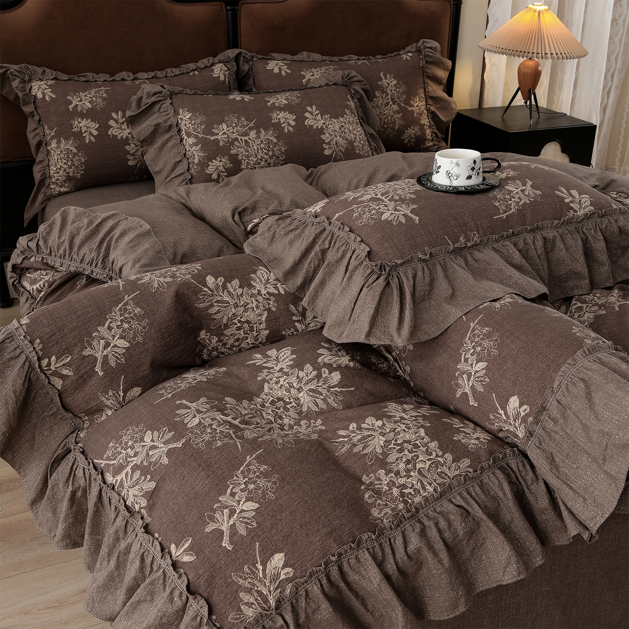 91家纺网 家纺一手货源 找家纺 （总）赛丽雅 2025秋冬新款加厚130克高克重中古复古风磨毛四件套