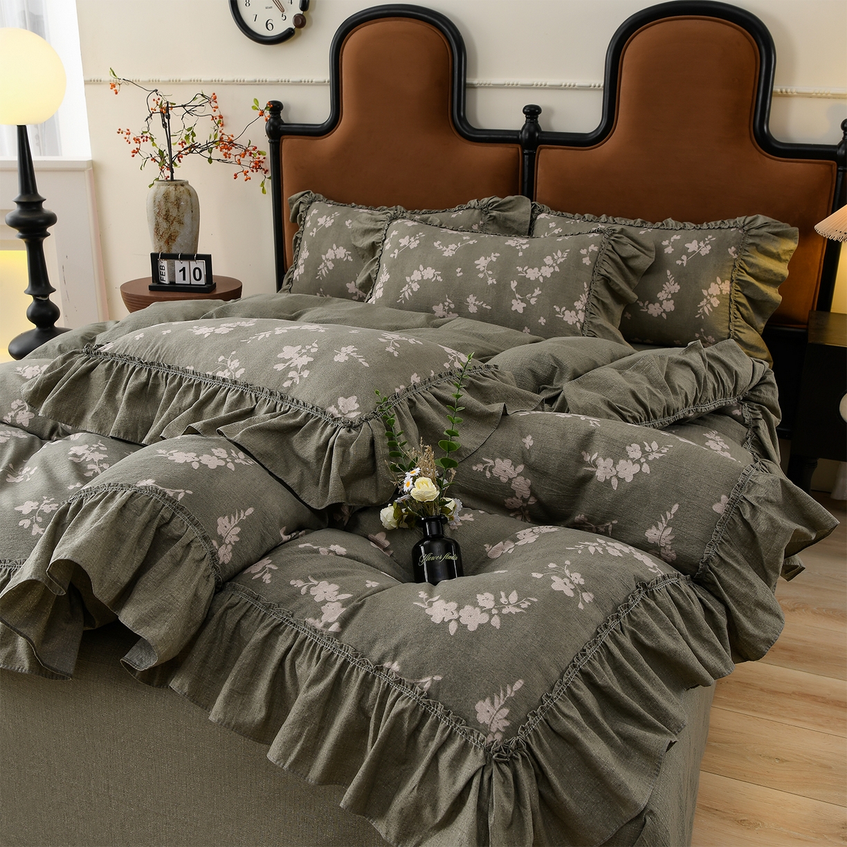 赛丽雅 2025秋冬新款加厚130克高克重中古复古风磨毛四件套 扶苏