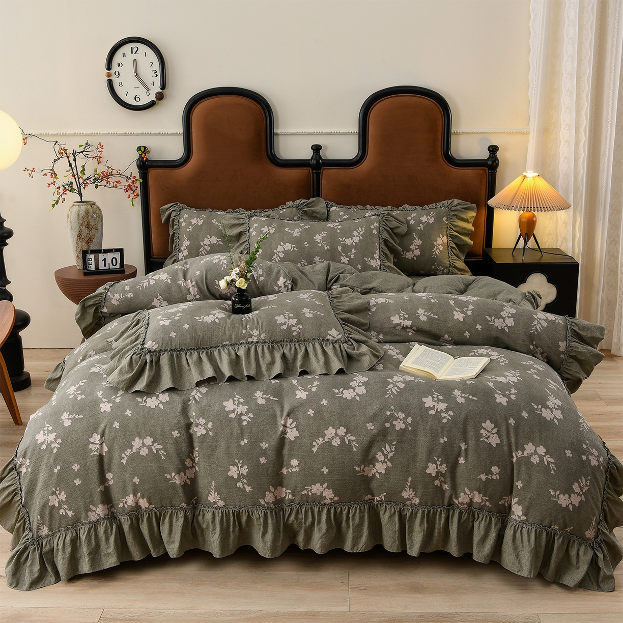 91家纺网 家纺一手货源 找家纺 赛丽雅 2025秋冬新款加厚130克高克重中古复古风磨毛四件套 扶苏