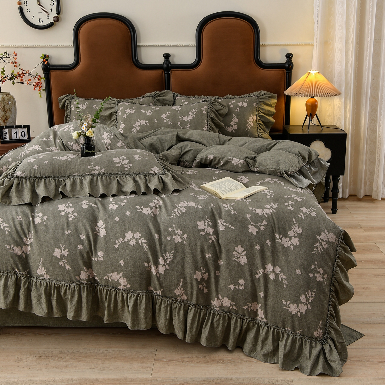 91家纺网 家纺一手货源 找家纺 赛丽雅 2025秋冬新款加厚130克高克重中古复古风磨毛四件套 扶苏