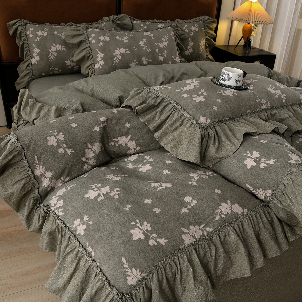 91家纺网 家纺一手货源 找家纺 赛丽雅 2025秋冬新款加厚130克高克重中古复古风磨毛四件套 扶苏