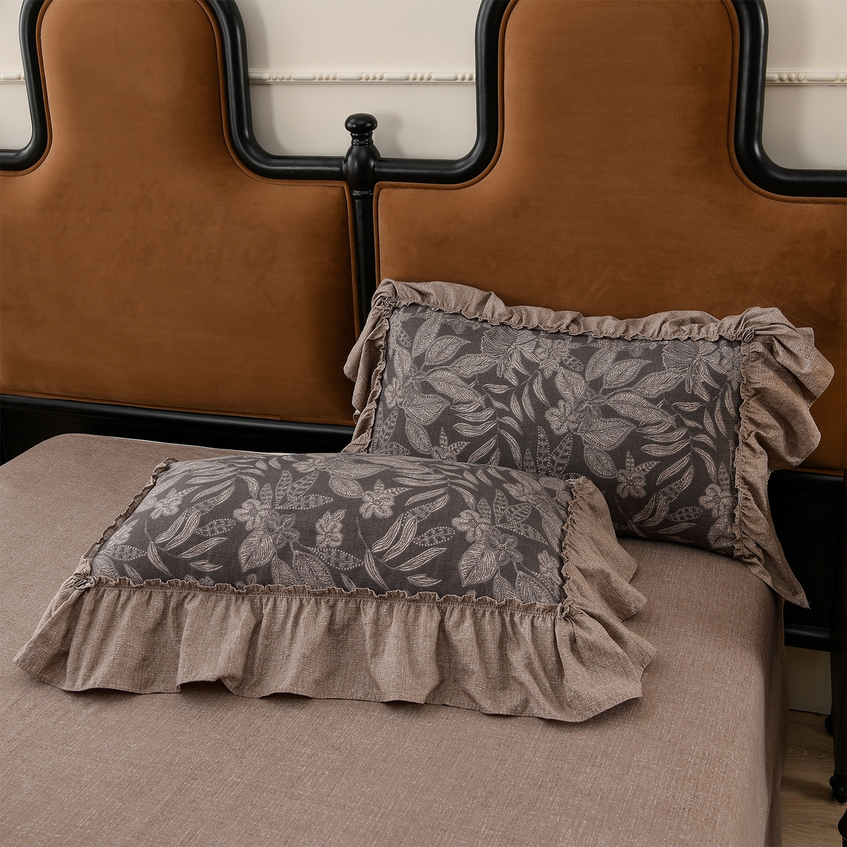 91家纺网 家纺一手货源 找家纺 赛丽雅 2025秋冬新款加厚130克高克重中古复古风磨毛四件套 佩利斯