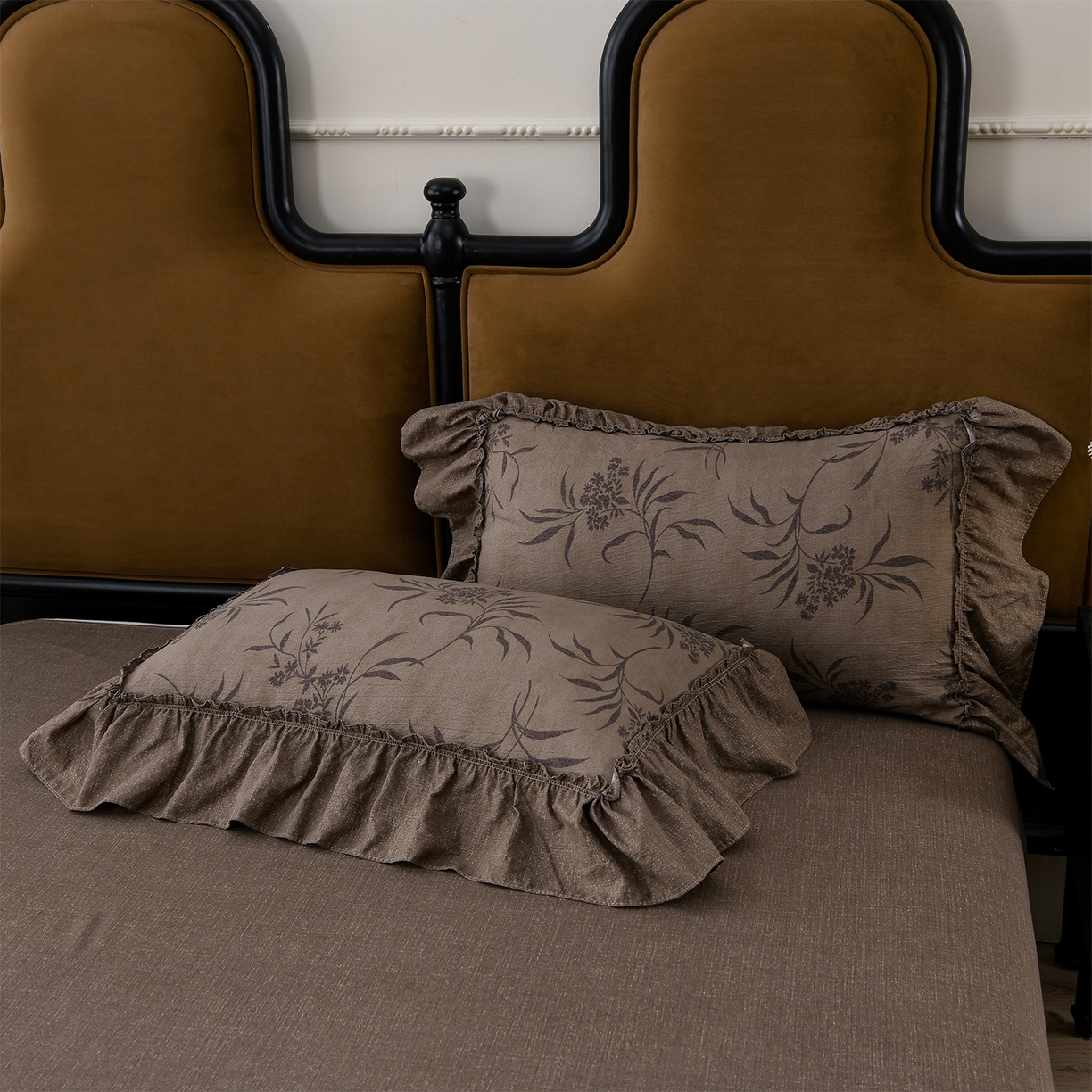 91家纺网 家纺一手货源 找家纺 赛丽雅 2025秋冬新款加厚130克高克重中古复古风磨毛四件套 玉茗