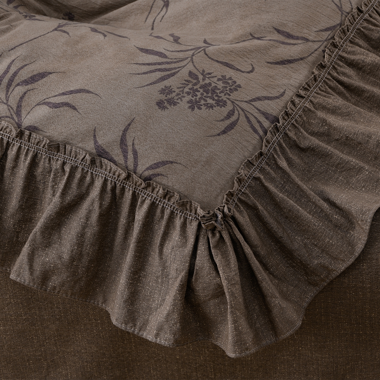 91家纺网 家纺一手货源 找家纺 赛丽雅 2025秋冬新款加厚130克高克重中古复古风磨毛四件套 玉茗