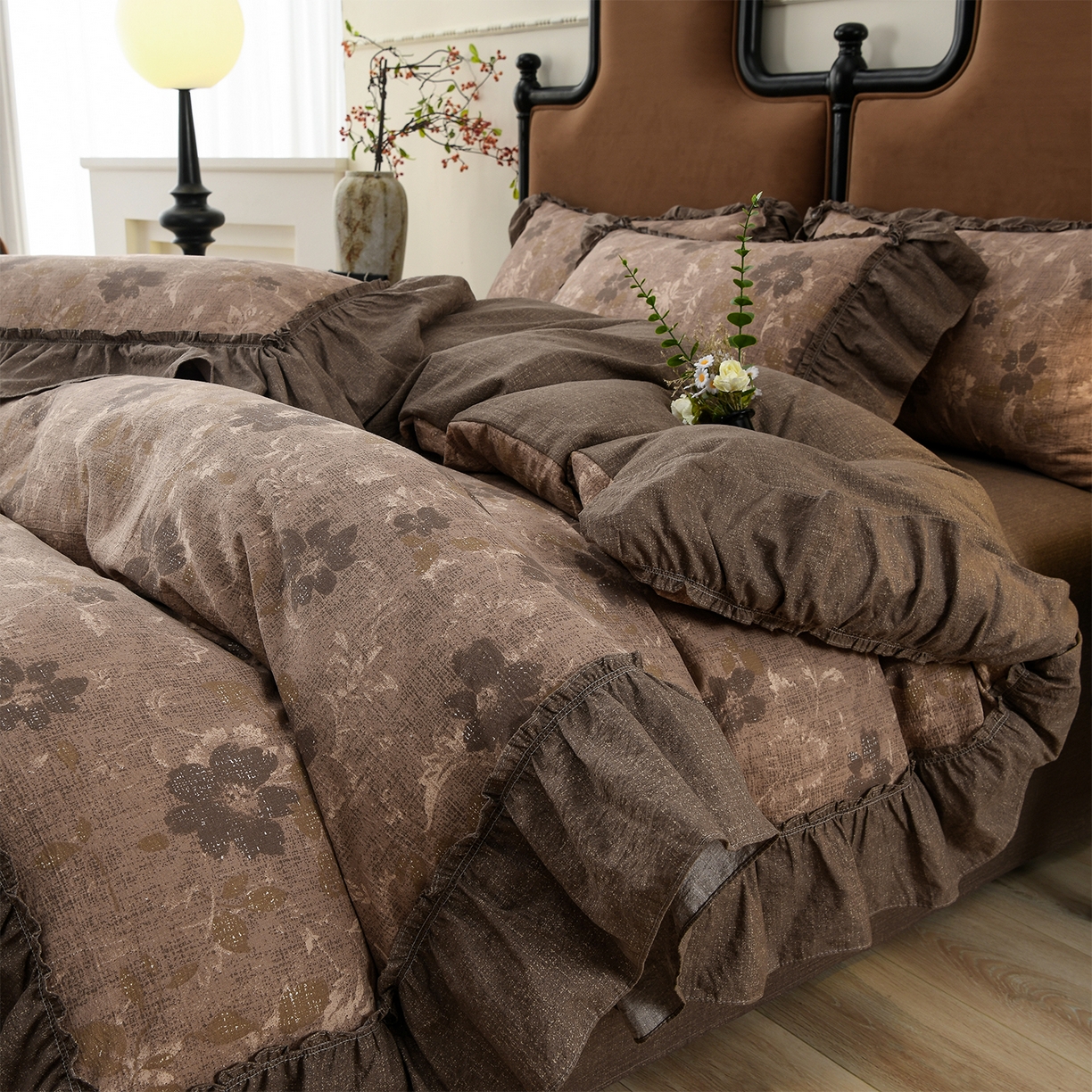 91家纺网 家纺一手货源 找家纺 赛丽雅 2025秋冬新款加厚130克高克重中古复古风磨毛四件套 长安