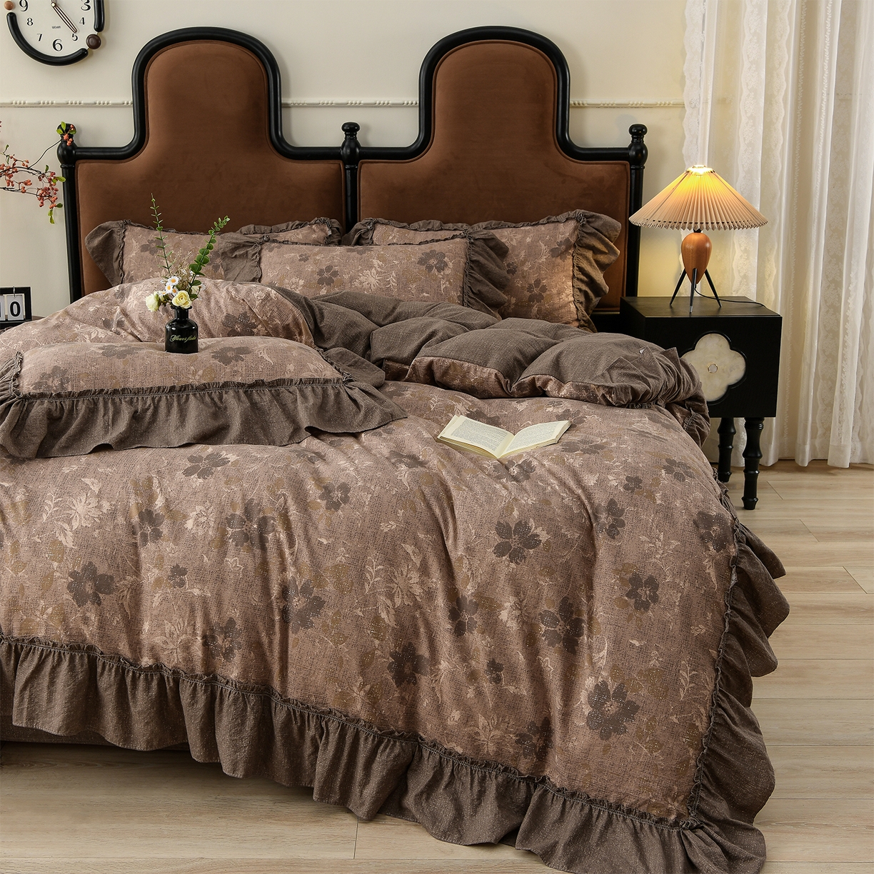 91家纺网 家纺一手货源 找家纺 赛丽雅 2025秋冬新款加厚130克高克重中古复古风磨毛四件套 长安