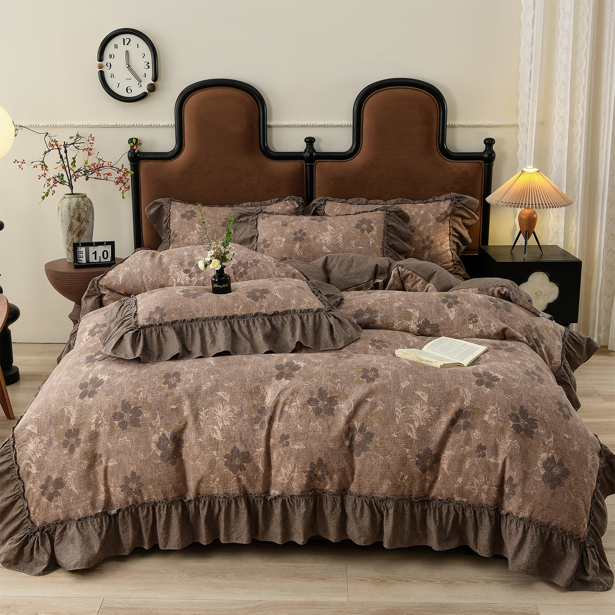 91家纺网 家纺一手货源 找家纺 赛丽雅 2025秋冬新款加厚130克高克重中古复古风磨毛四件套 长安