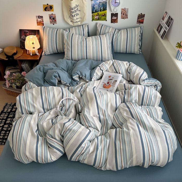 91家纺网 家纺一手货源 找家纺 （总）赛丽雅 2025秋冬新款水洗棉四件套学生宿舍三件套单双人被套和床笠款