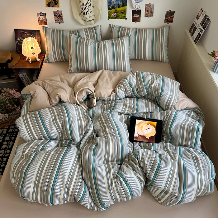 91家纺网 家纺一手货源 找家纺 （总）赛丽雅 2025秋冬新款水洗棉四件套学生宿舍三件套单双人被套和床笠款