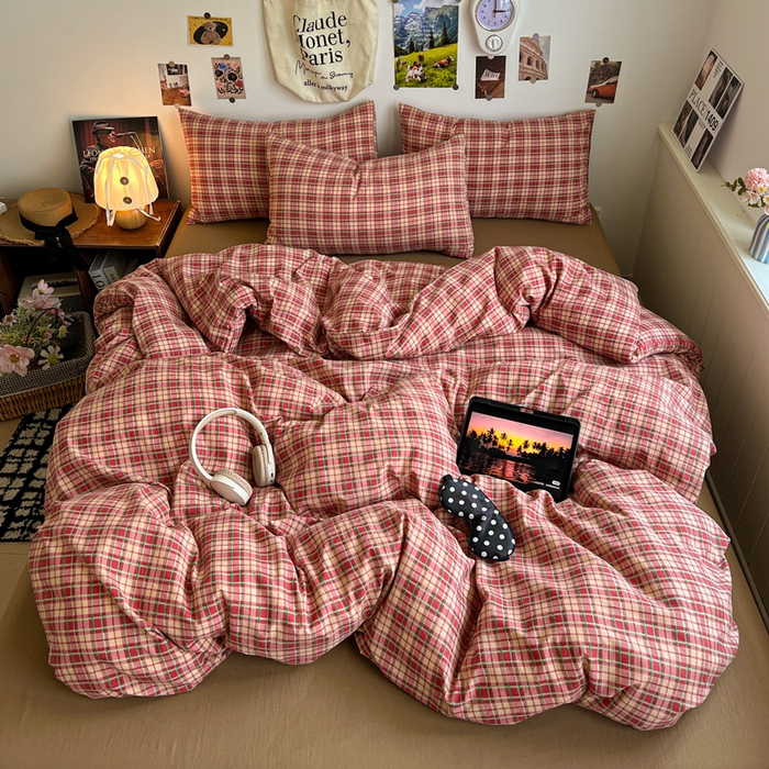 91家纺网 家纺一手货源 找家纺 （总）赛丽雅 2025秋冬新款水洗棉四件套学生宿舍三件套单双人被套和床笠款