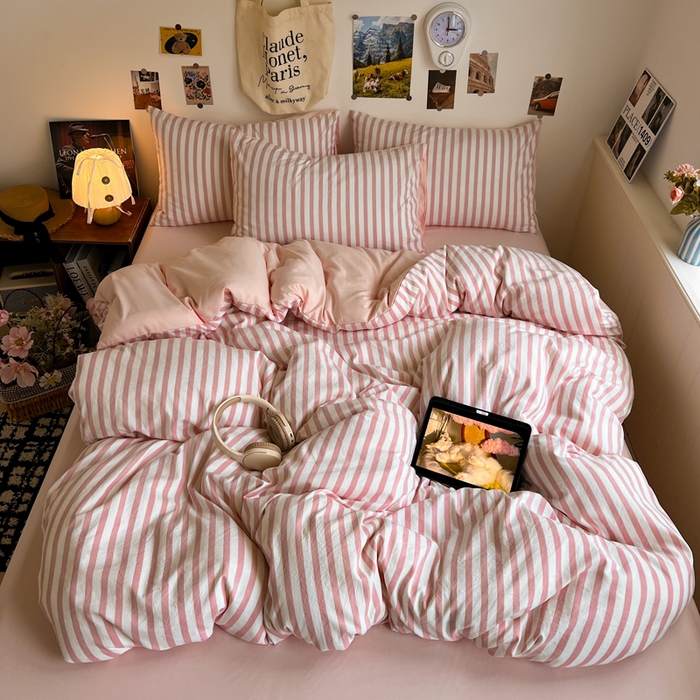 91家纺网 家纺一手货源 找家纺 （总）赛丽雅 2025秋冬新款水洗棉四件套学生宿舍三件套单双人被套和床笠款