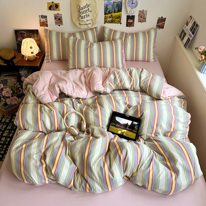 91家纺网 家纺一手货源 找家纺 （总）赛丽雅 2025秋冬新款水洗棉四件套学生宿舍三件套单双人被套和床笠款