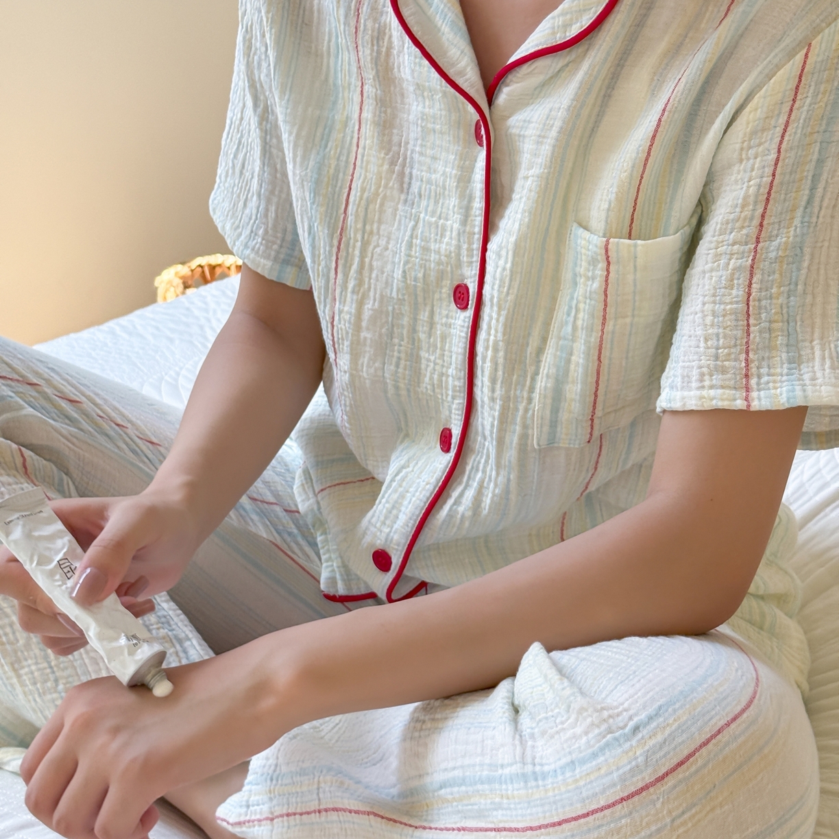 （总）山舍家居 2025新款全棉纯棉色织双层纱家居服