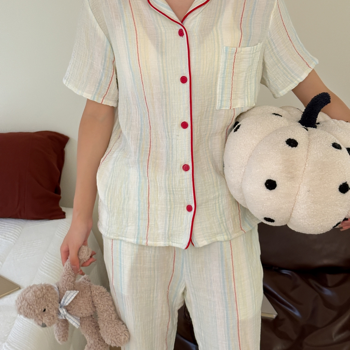 91家纺网 家纺一手货源 找家纺 （总）山舍家居 2025新款全棉纯棉色织双层纱家居服