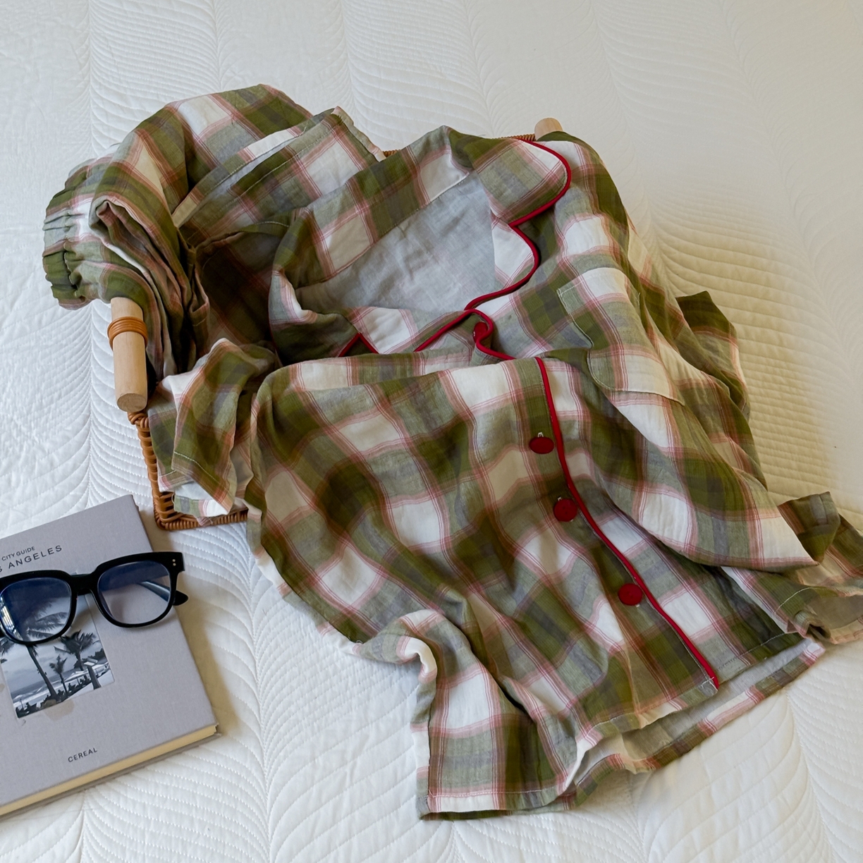 91家纺网 家纺一手货源 找家纺 山舍家居 2025新款全棉纯棉色织双层纱家居服 沉睡森林