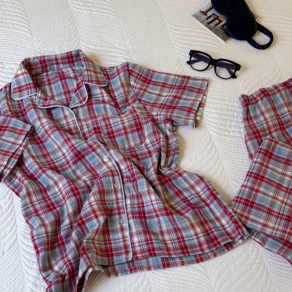 91家纺网 家纺一手货源 找家纺 山舍家居 2025新款全棉纯棉色织双层纱家居服 伦敦晚报