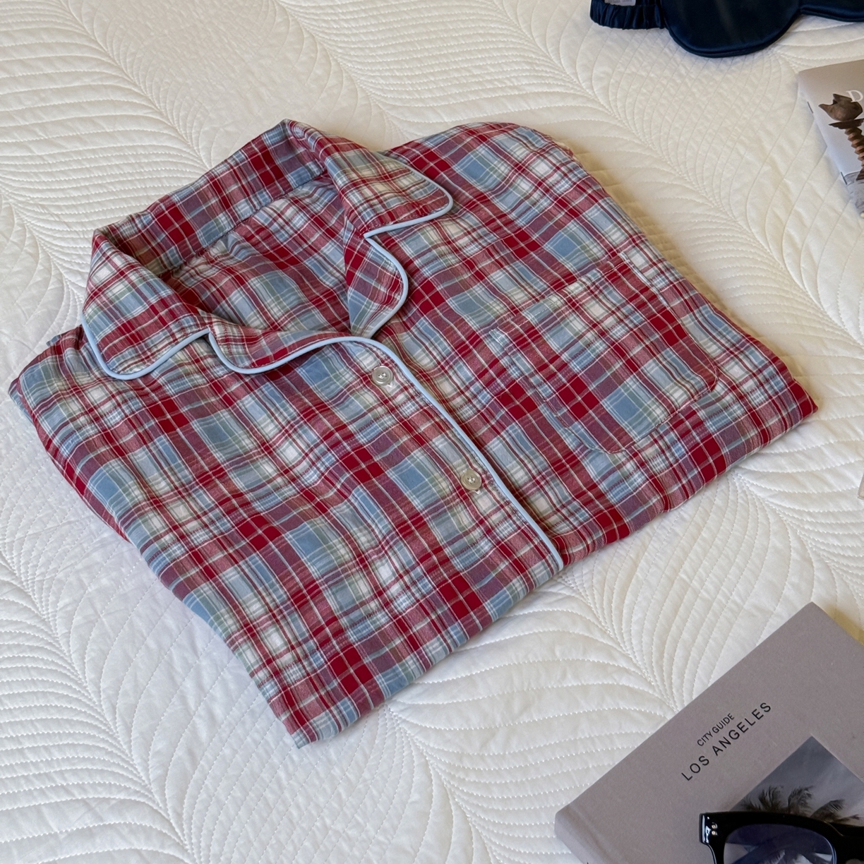 91家纺网 家纺一手货源 找家纺 山舍家居 2025新款全棉纯棉色织双层纱家居服 伦敦晚报