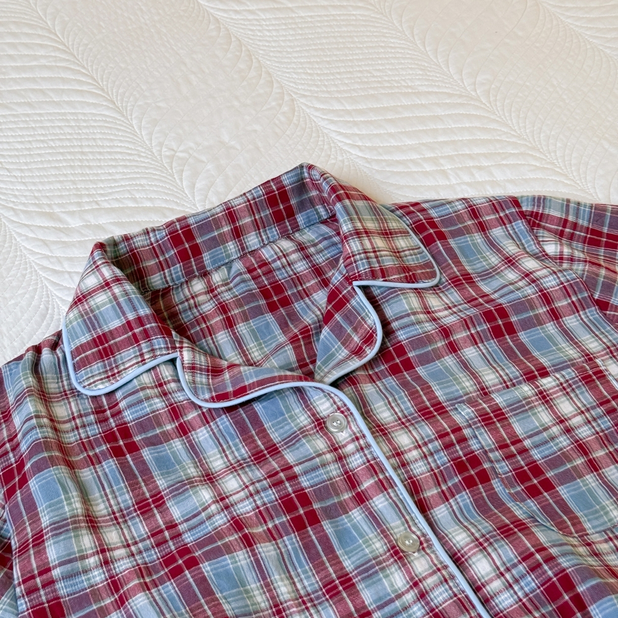 91家纺网 家纺一手货源 找家纺 山舍家居 2025新款全棉纯棉色织双层纱家居服 伦敦晚报