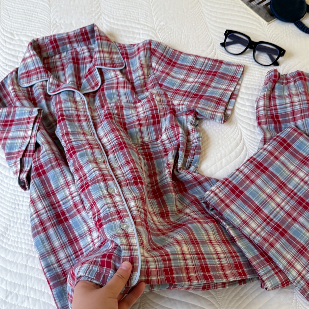 91家纺网 家纺一手货源 找家纺 山舍家居 2025新款全棉纯棉色织双层纱家居服 伦敦晚报