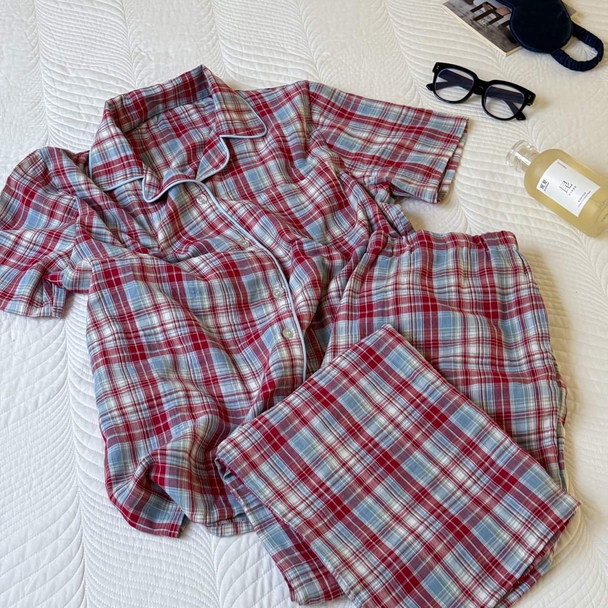 91家纺网 家纺一手货源 找家纺 山舍家居 2025新款全棉纯棉色织双层纱家居服 伦敦晚报