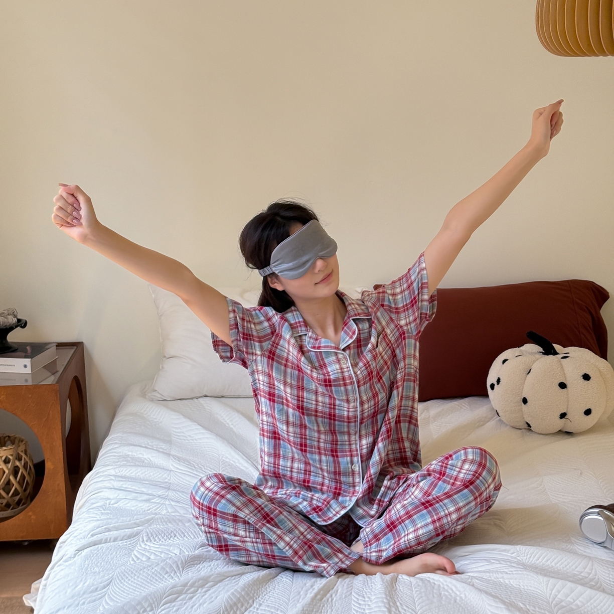 91家纺网 家纺一手货源 找家纺 山舍家居 2025新款全棉纯棉色织双层纱家居服 伦敦晚报