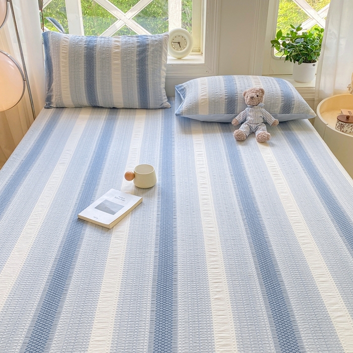 91家纺网 家纺一手货源 找家纺 （总）灰鲸 2025新款全棉纯棉色织提花单床笠 床笠单件