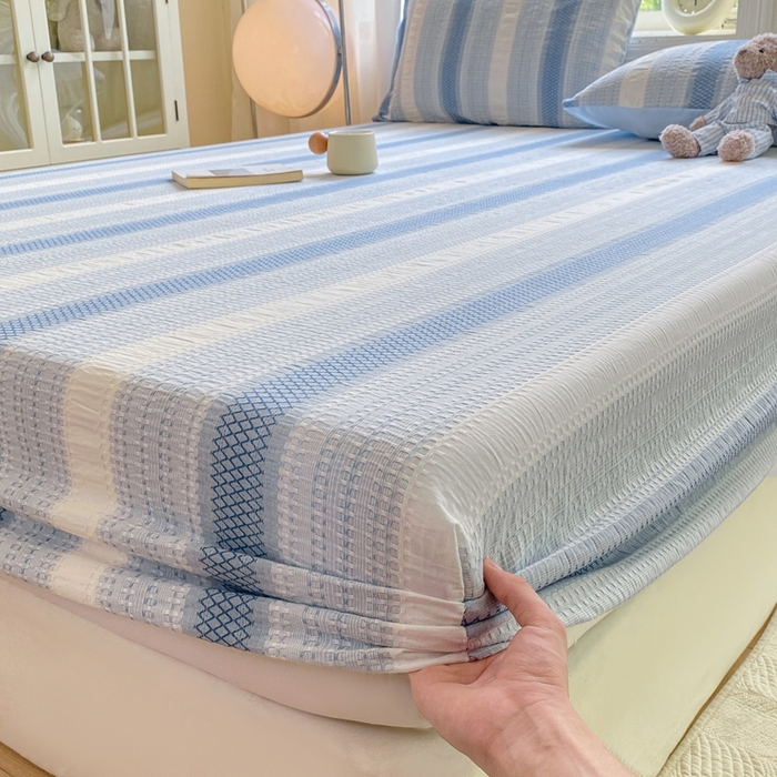 91家纺网 家纺一手货源 找家纺 （总）灰鲸 2025新款全棉纯棉色织提花单床笠 床笠单件