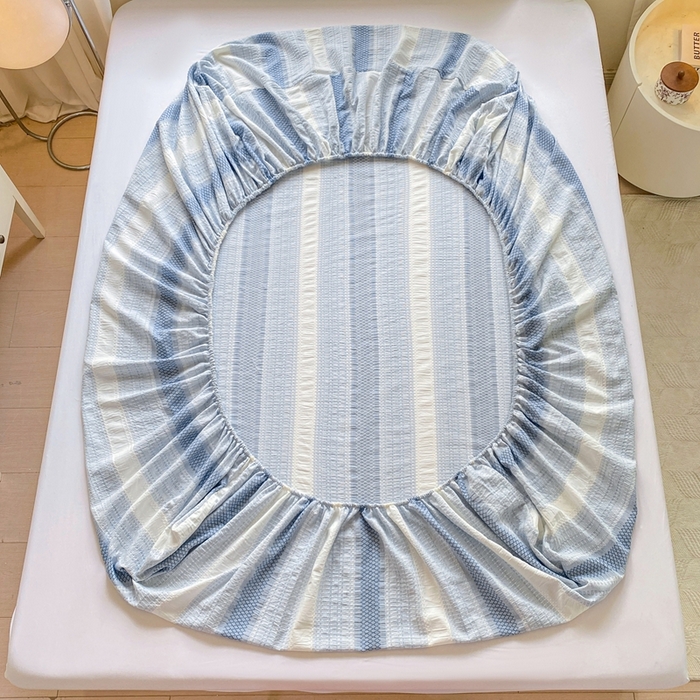 91家纺网 家纺一手货源 找家纺 （总）灰鲸 2025新款全棉纯棉色织提花单床笠 床笠单件