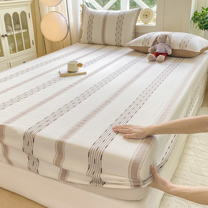 91家纺网 家纺一手货源 找家纺 （总）灰鲸 2025新款全棉纯棉色织提花单床笠 床笠单件