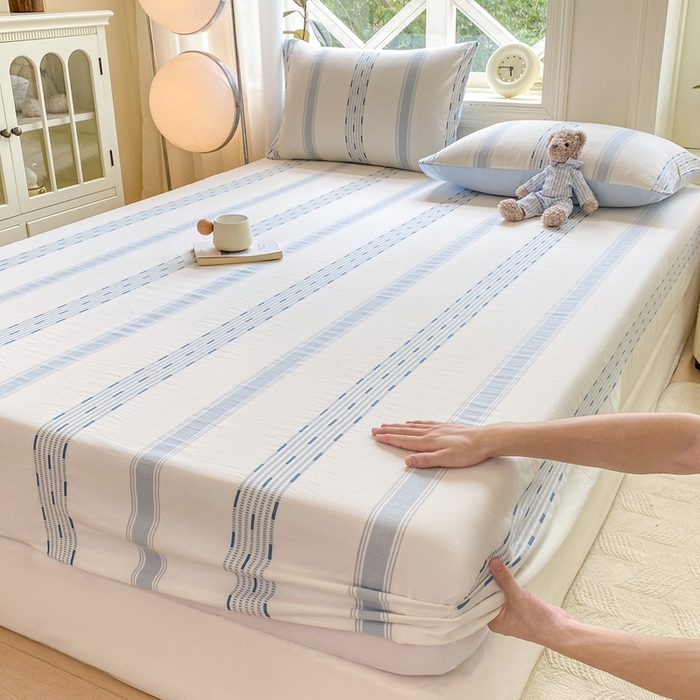 91家纺网 家纺一手货源 找家纺 （总）灰鲸 2025新款全棉纯棉色织提花单床笠 床笠单件