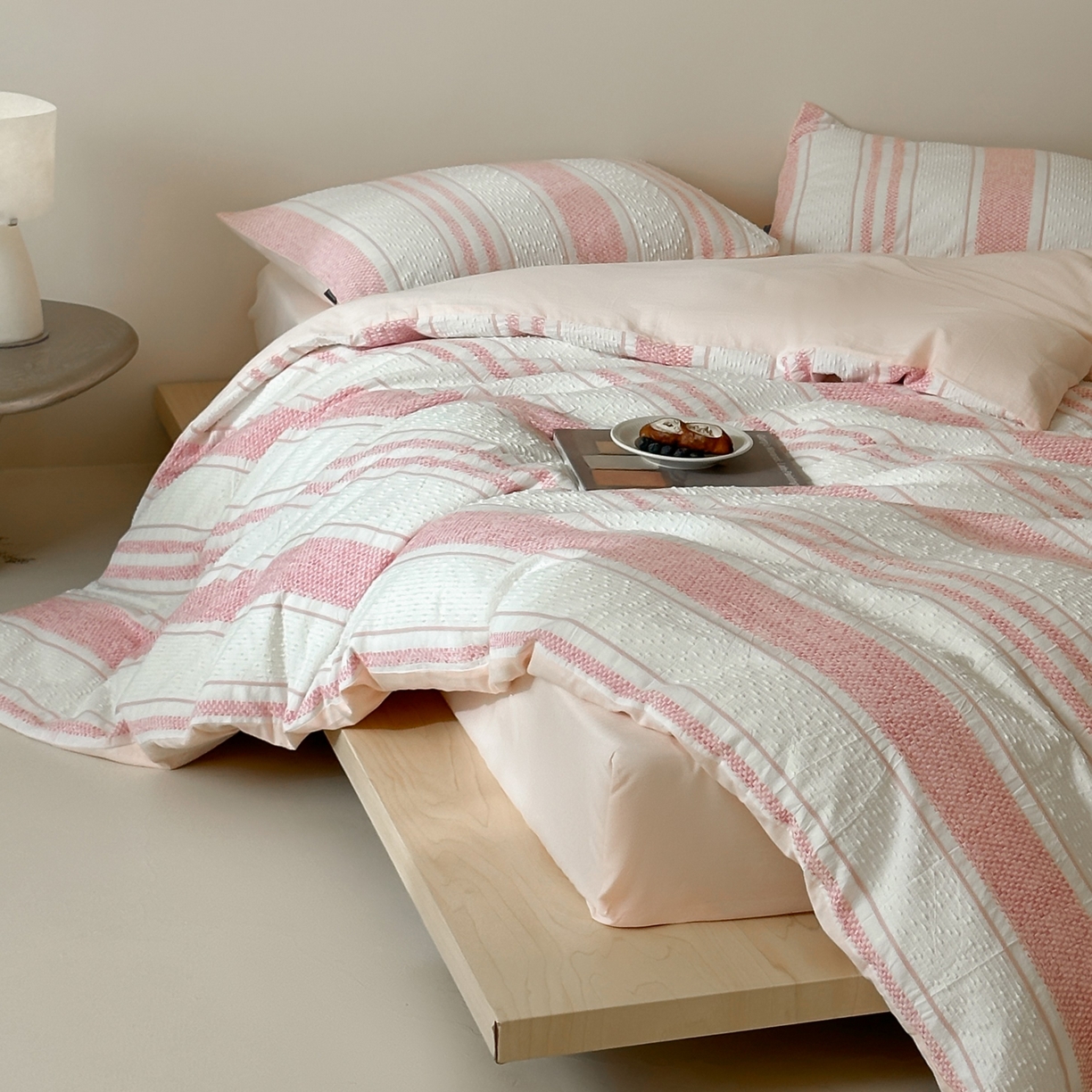 91家纺网 家纺一手货源 找家纺 （总）蜜宿 2025新款全棉纯棉穿线提花四件套-云舒