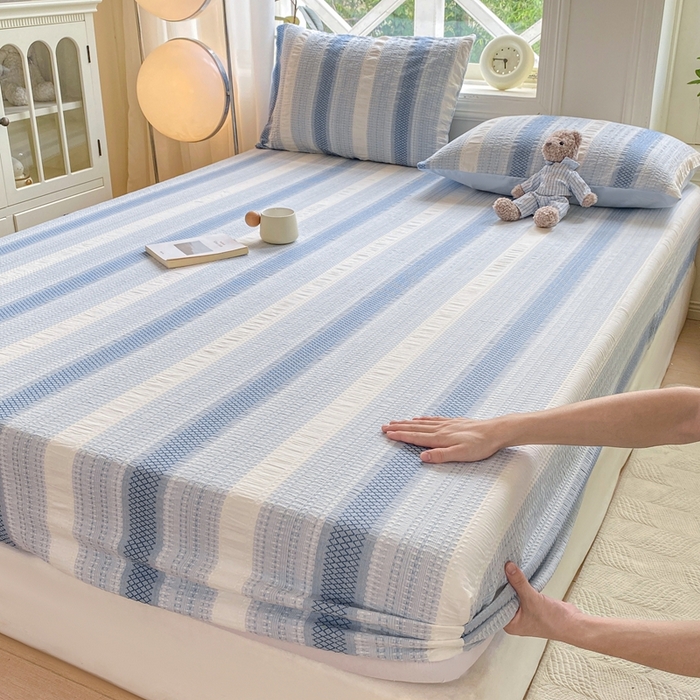 灰鲸 2025新款全棉纯棉色织提花单床笠 床笠单件 泛歌-蓝