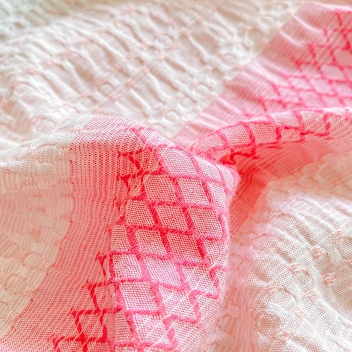 91家纺网 家纺一手货源 找家纺 灰鲸 2025新款全棉纯棉色织提花单床笠 床笠单件 泛歌-粉
