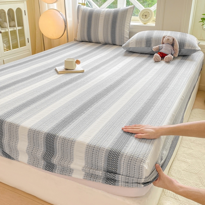 灰鲸 2025新款全棉纯棉色织提花单床笠 床笠单件 泛歌-灰