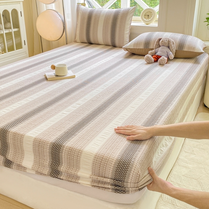 灰鲸 2025新款全棉纯棉色织提花单床笠 床笠单件 泛歌-咖