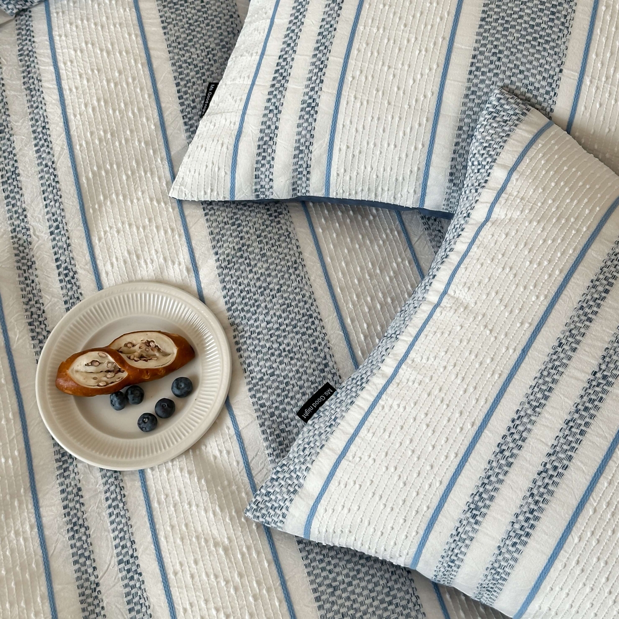 91家纺网 家纺一手货源 找家纺 蜜宿 2025新款全棉纯棉穿线提花四件套-云舒 云舒-蓝