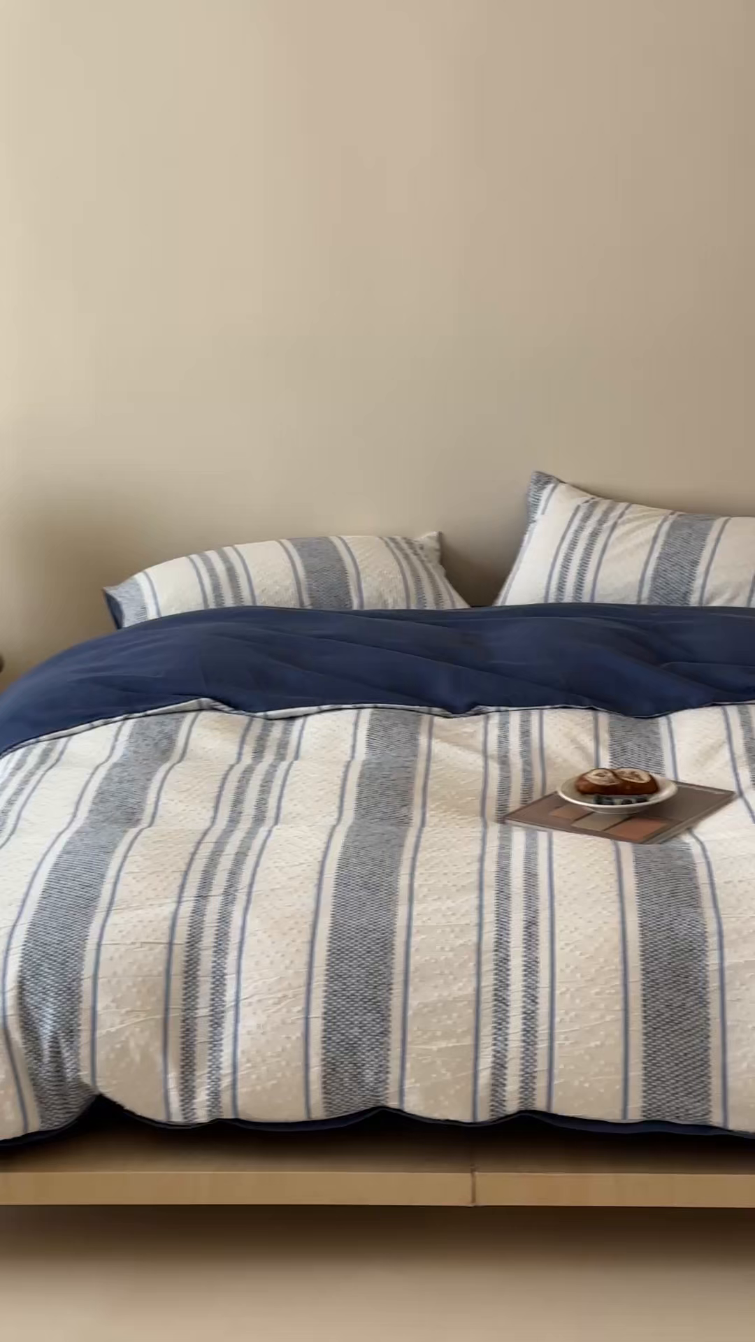 91家纺网 家纺一手货源 找家纺 蜜宿 2025新款全棉纯棉穿线提花四件套-云舒 云舒-蓝