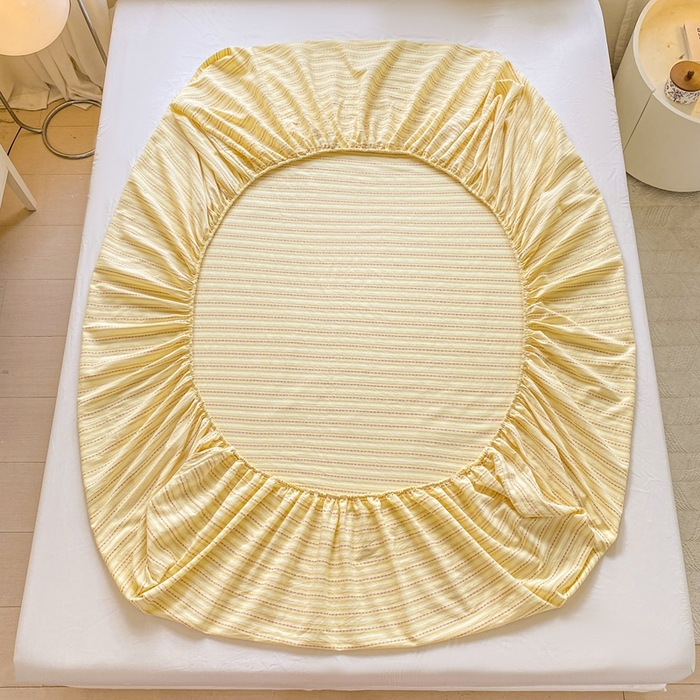 91家纺网 家纺一手货源 找家纺 灰鲸 2025新款全棉纯棉色织提花单床笠 床笠单件 美拉-黄