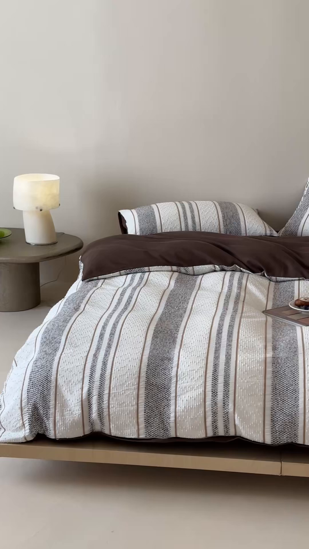 91家纺网 家纺一手货源 找家纺 蜜宿 2025新款全棉纯棉穿线提花四件套-云舒 云舒-咖