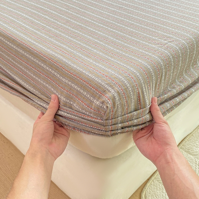 91家纺网 家纺一手货源 找家纺 灰鲸 2025新款全棉纯棉色织提花单床笠 床笠单件 美拉-灰