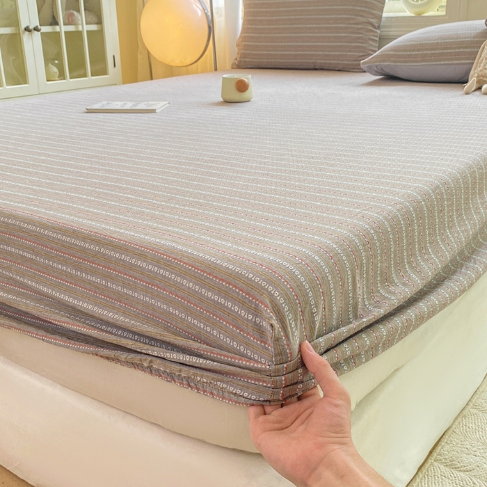 91家纺网 家纺一手货源 找家纺 灰鲸 2025新款全棉纯棉色织提花单床笠 床笠单件 美拉-灰