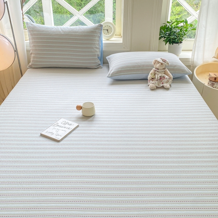 91家纺网 家纺一手货源 找家纺 灰鲸 2025新款全棉纯棉色织提花单床笠 床笠单件 美拉-蓝